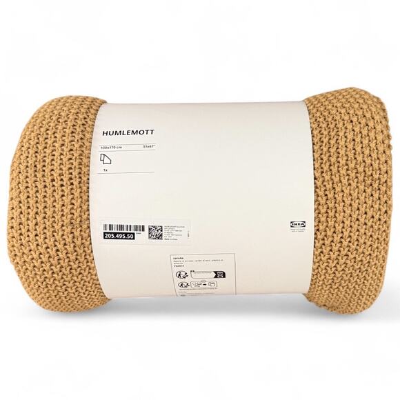 IKEA HUMLEMOTT Yellow Beige Throw Blanket 51" x 67" - Picture 2 of 4